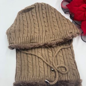 💕New Winter Unisex Knitted Hoodies Scarf With Fur